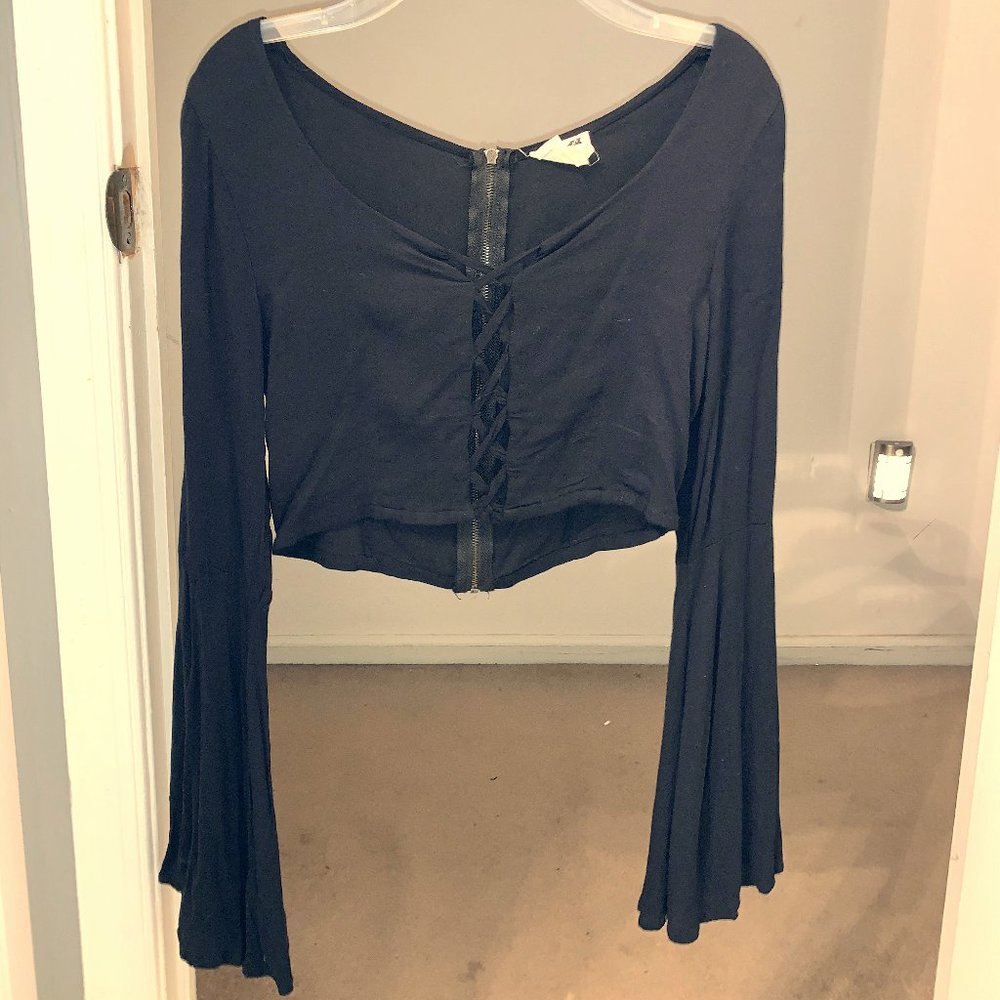 Long Sleeve Flare Crop Top